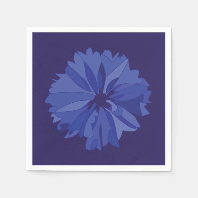 Blue Meadow Cornflower Floral Pattern Party Napkin (Front)