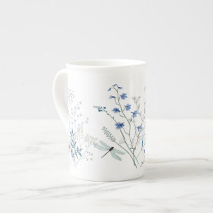 Blue Meadow Dragonfly Bone China Mug
