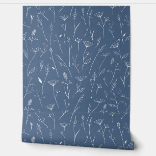 Blue Meadow Florals Wallpaper