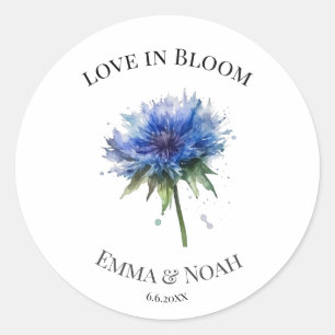 Blue Meadow Magic: Watercolor Cornflower Art  Classic Round Sticker