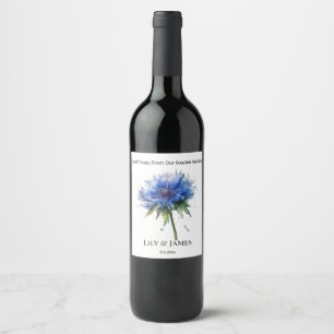 Blue Meadow Magic: Watercolor Cornflower Art Wine Label