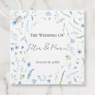 Blue Meadow Wildflower Personalized Wedding Favor Favour Tags