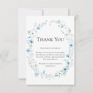 Blue Meadow Wildflower Personalized Wedding Gratit Thank You Card