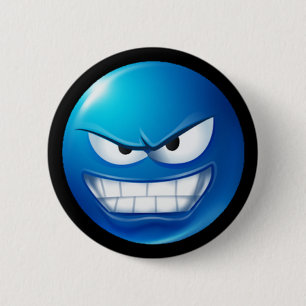 blue meanie emoji 6 cm round badge