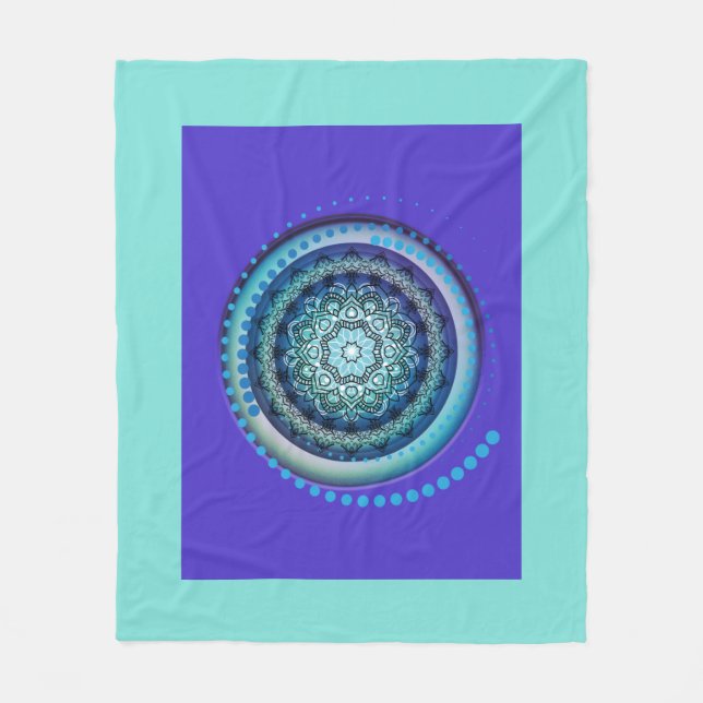 Blue Medallion Spiral Design Throw Blanket (Front)