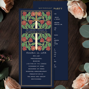 Blue Mediaeval Gold Floral Sword Royal Wedding Programme
