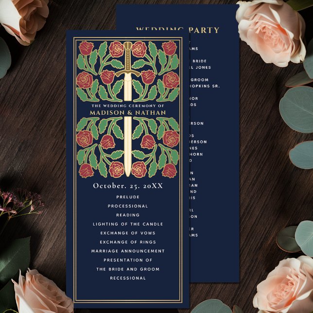 Blue Mediaeval Gold Floral Sword Royal Wedding Programme (Creator Uploaded)