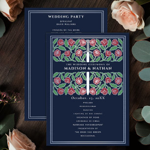 Blue Mediaeval Silver Floral Sword Royal Wedding Programme