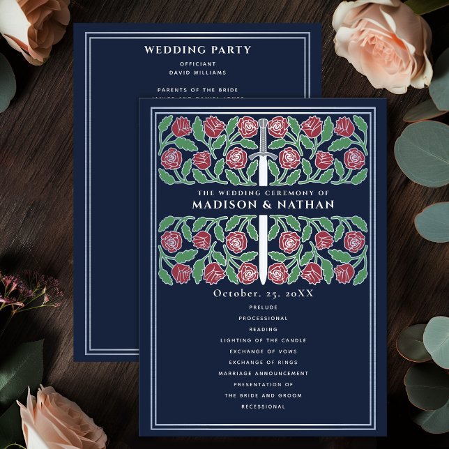 Blue Mediaeval Silver Floral Sword Royal Wedding Programme (Creator Uploaded)