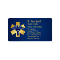 Blue Medical 3D Caduceus Gold Cross
