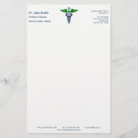 Blue Medical Caduceus Stylish Green Wings Cross
