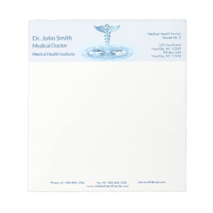 Blue Medical Caduceus Water Ripples Hermes Rod Notepad