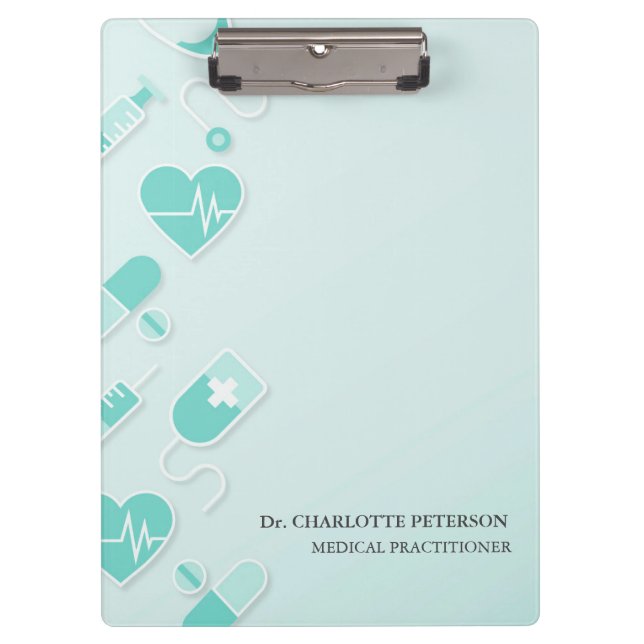 Blue Medical Doctor Elements Personalised Clipboard (Front)