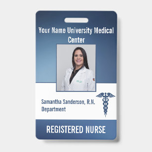 Blue Medical Employee ID  Barcode, Name Badge
