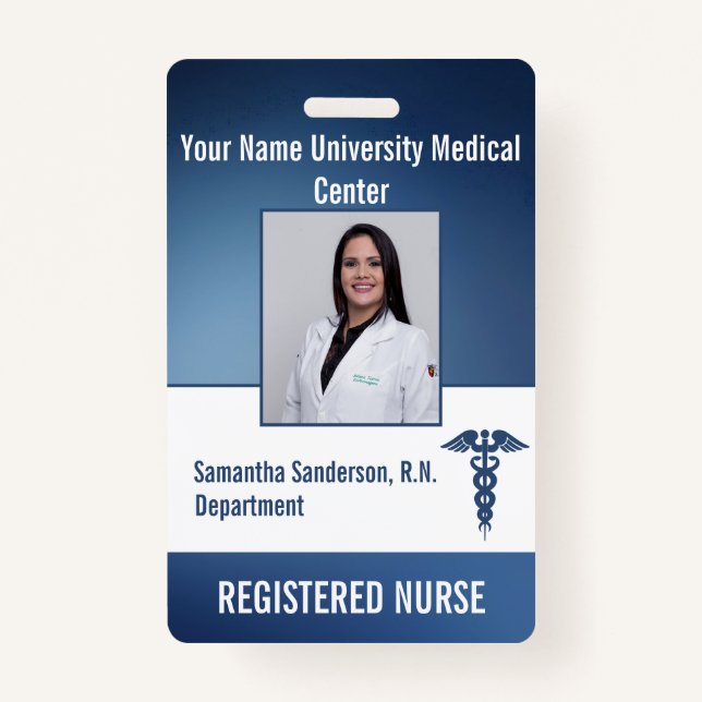 Blue Medical Employee ID  Barcode, Name Badge ID Badge (Front)