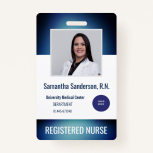 Blue Medical Employee ID Hospital Logo Barcode ID Badge