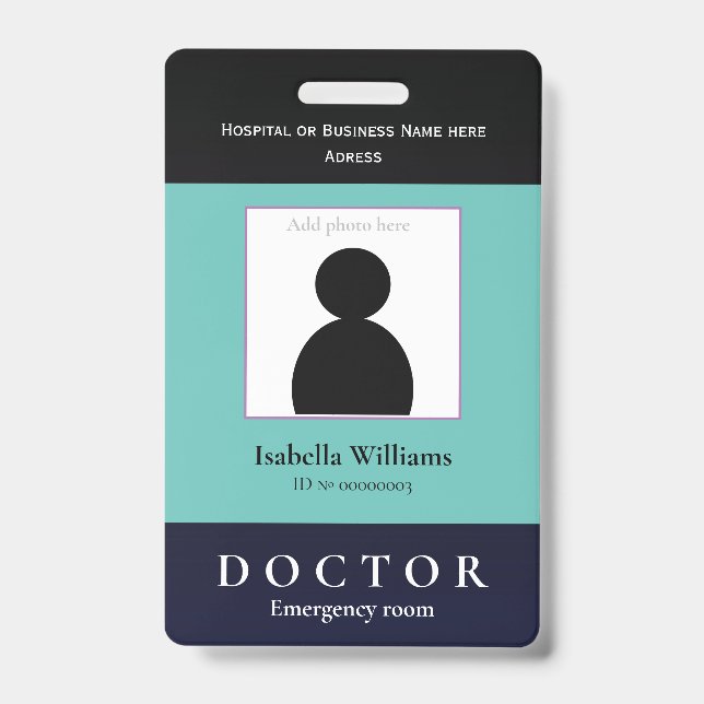 Blue Medical Facility or Business Member Badge ID Badge (Front)