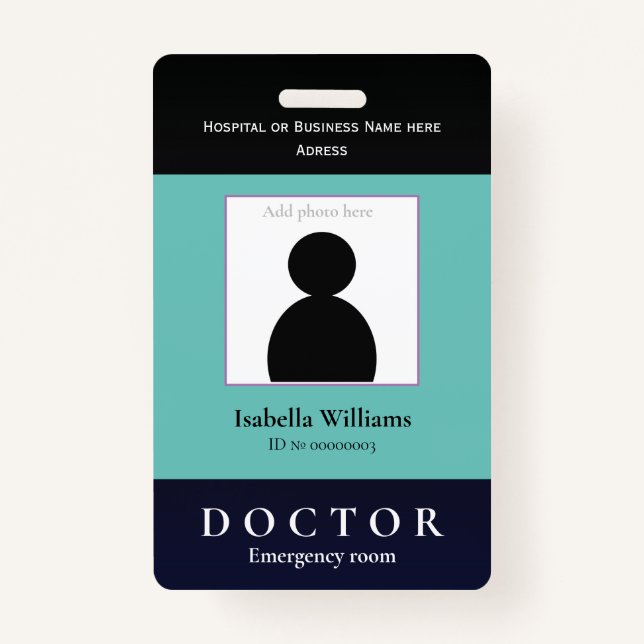 Blue Medical Facility or Business Member Badge ID Badge (Front)