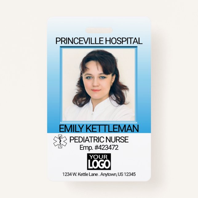 Blue - Medical Field Photo - Nurse ID Badge (Front)