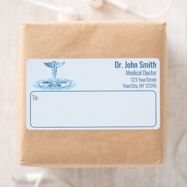 Blue Medical Hermes Rod Caduceus Water Ripples (Insitu)