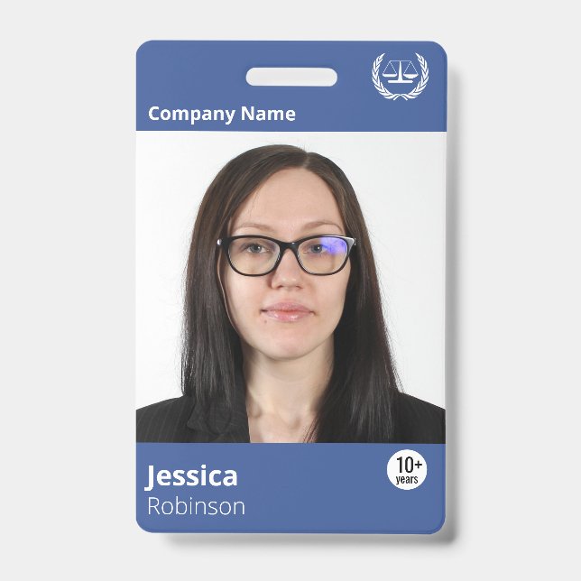 Blue Medical Professional Custom Name Employee ID Badge (Front)