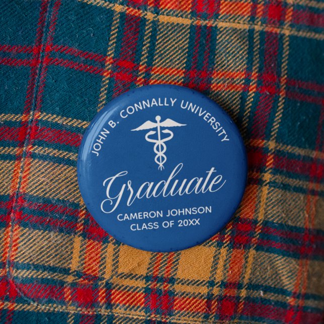 Blue Medical School Graduation Party Keepsake 6 Cm Round Badge (Creator Uploaded)