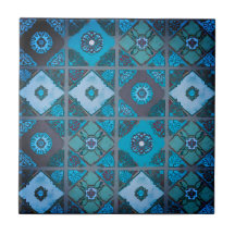 Blue Mediterranean Bloom Ceramic Tile