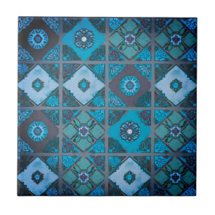Blue Mediterranean Bloom Ceramic Tile