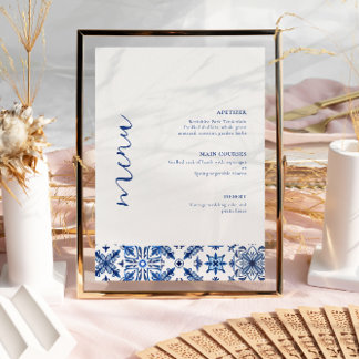 Blue Mediterranean citrus wedding menu