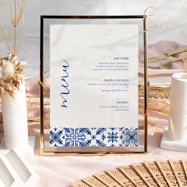 Blue Mediterranean citrus wedding menu (Creator Uploaded)