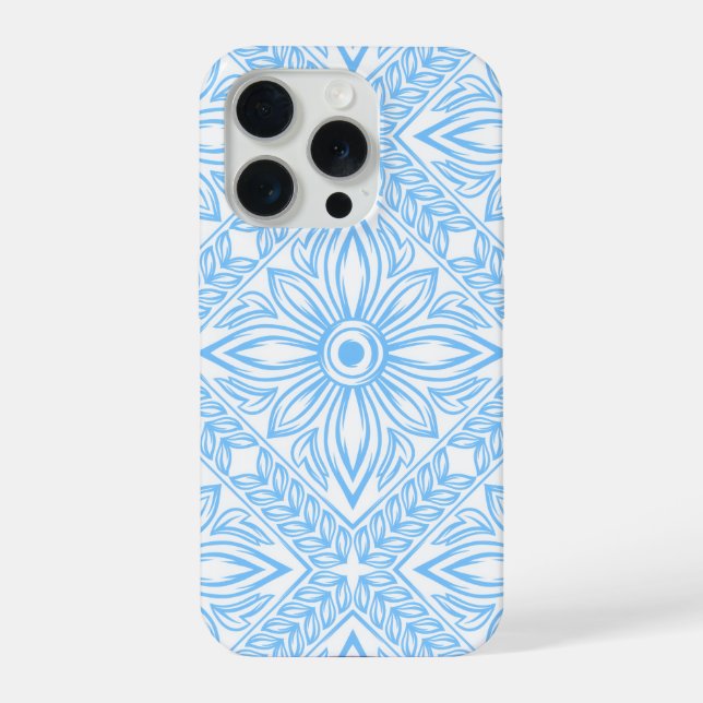 Blue Mediterranean Italian Tile Decorative Pattern iPhone Case (Back)