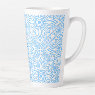Blue Mediterranean Italian Tile Decorative Pattern Latte Mug