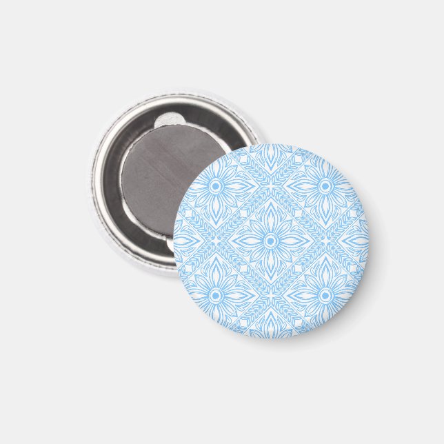 Blue Mediterranean Italian Tile Decorative Pattern Magnet (Front/Back)