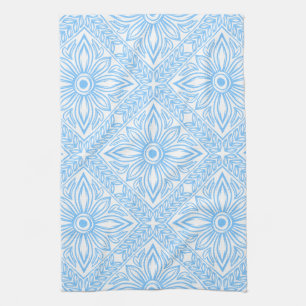 Blue Mediterranean Italian Tile Decorative Pattern Tea Towel