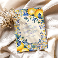 Blue Mediterranean Italian Tile & Lemon Wedding