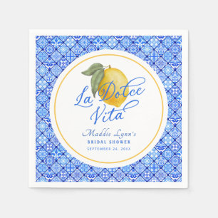 Blue Mediterranean La Dolce Vita Bridal Shower Napkin