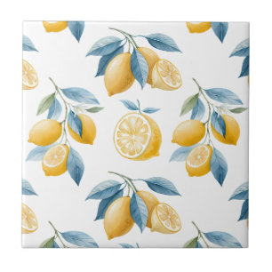 Blue Mediterranean Lemon Pattern Tile