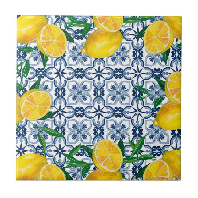 Blue Mediterranean lemon Tile (Front)