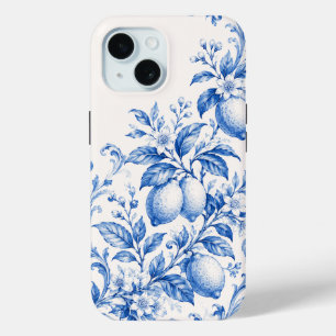 Blue Mediterranean Lemon Toile Phone Case