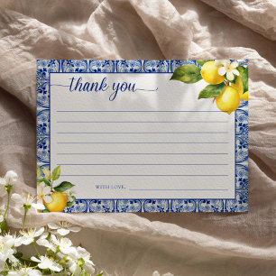 Blue Mediterranean Lemons Thank You Invitation