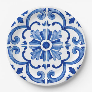 Blue Mediterranean Paper Plate