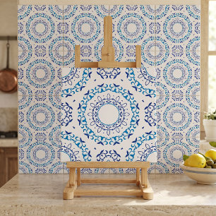 Blue Mediterranean Portuguese Azulejo Pattern Tile