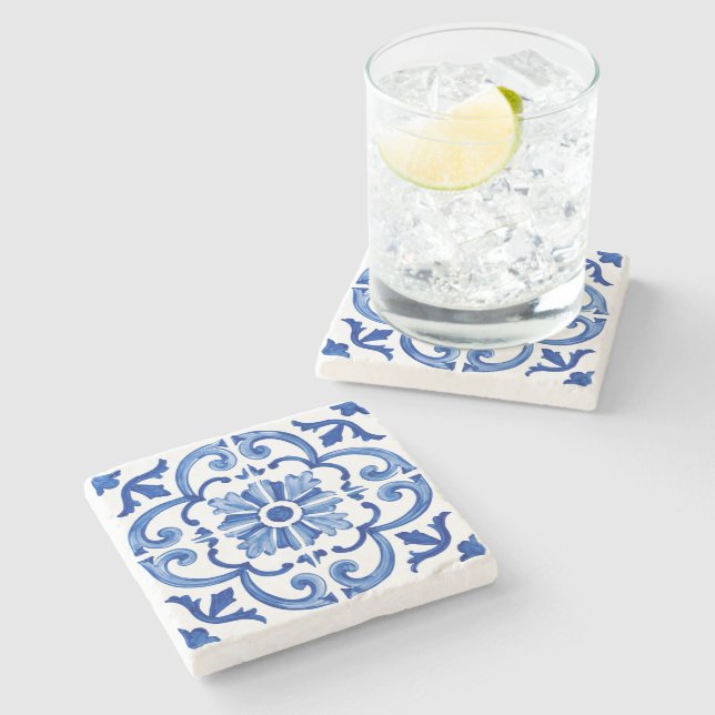 Blue Mediterranean  Stone Coaster (Side)