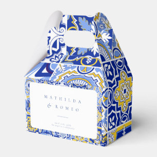 Blue Mediterranean Tile and Citrus Wedding Favour Box