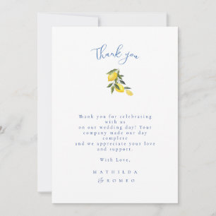 Blue Mediterranean Tile & Citrus Wedding Thank You Invitation