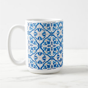 Blue Mediterranean Tile Pattern – Elegant Azulejo Coffee Mug