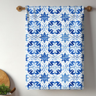 Blue Mediterranean Tile Tea Towel