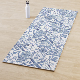 Blue Mediterranean tiles vintage Yoga Mat