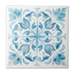 Blue Mediterranean Tuscany Tile<br><div class="desc">Mediterranean design Tuscan style blue ceramic tile.</div>