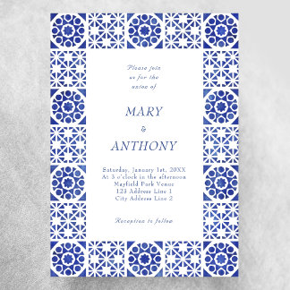 Blue Mediterranean Wedding Invitation